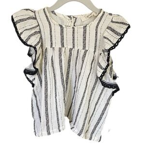 Jessica Simpson Striped Ruffle Sleeve Top 3T